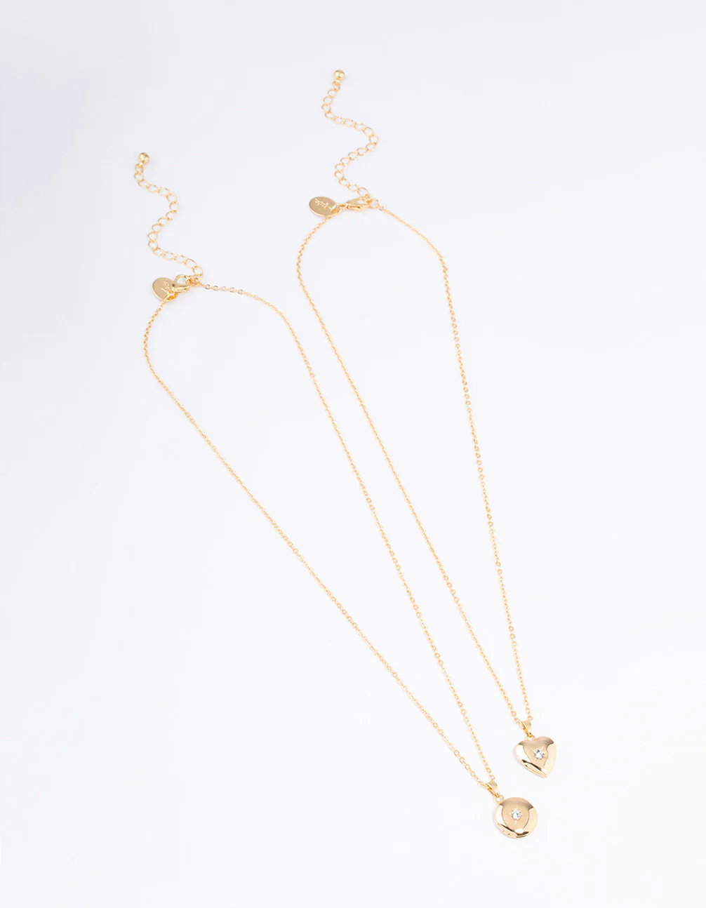 Gold Plated Circle & Heart Locket Necklace Pack - Image 2