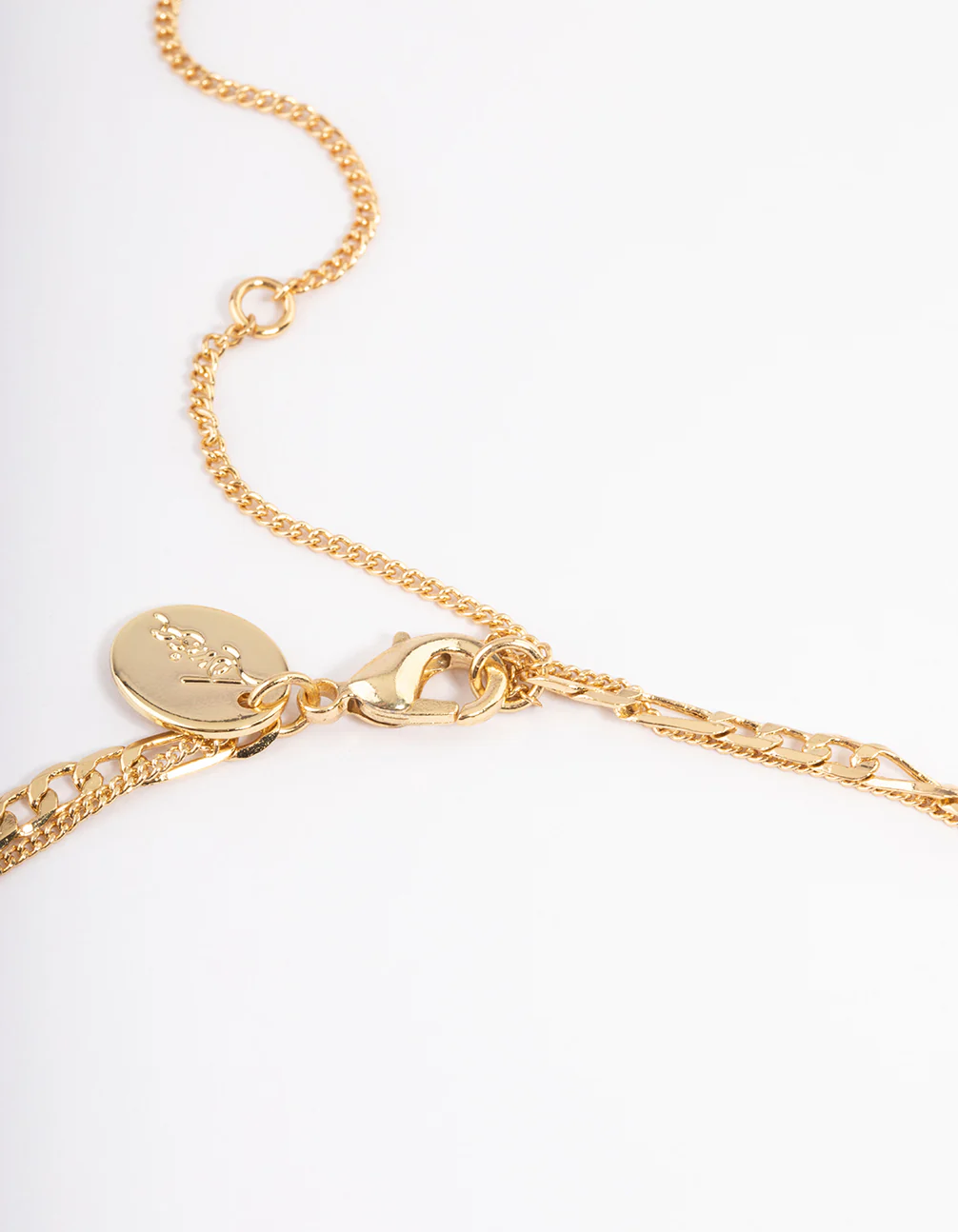 Gold Plated Cross & Figaro Layered Necklace - Image 3