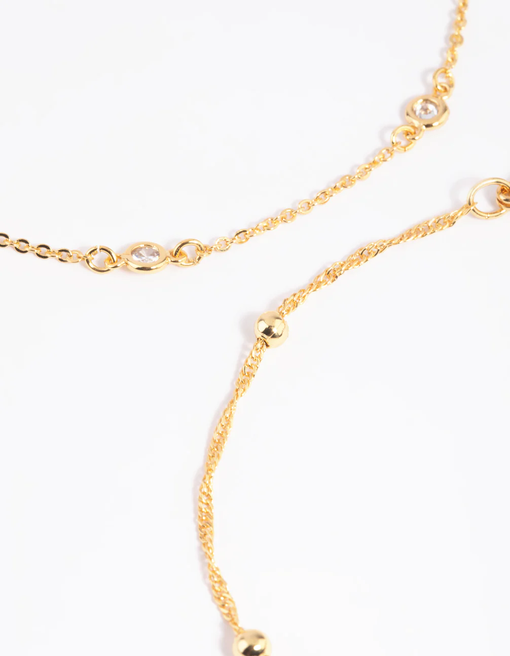 Gold Plated Cubic Zirconia Chain Anklet Set - Image 2
