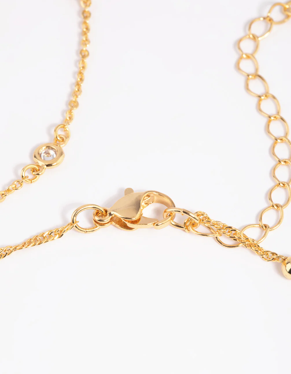 Gold Plated Cubic Zirconia Chain Anklet Set - Image 3
