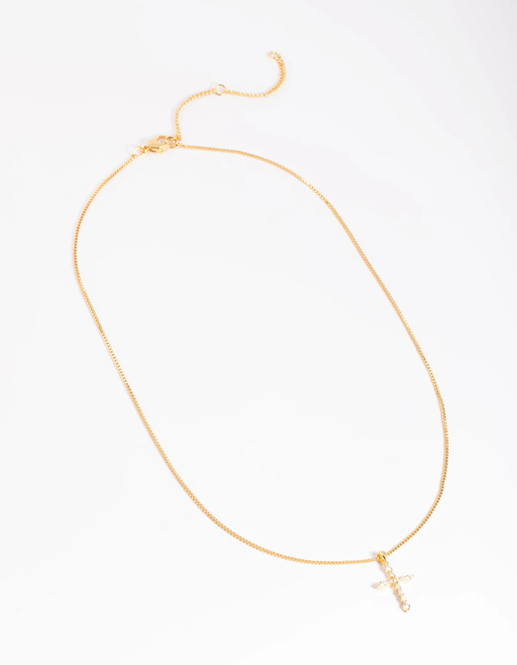 Gold Plated Cubic Zirconia Cross Chain Necklace - Image 3