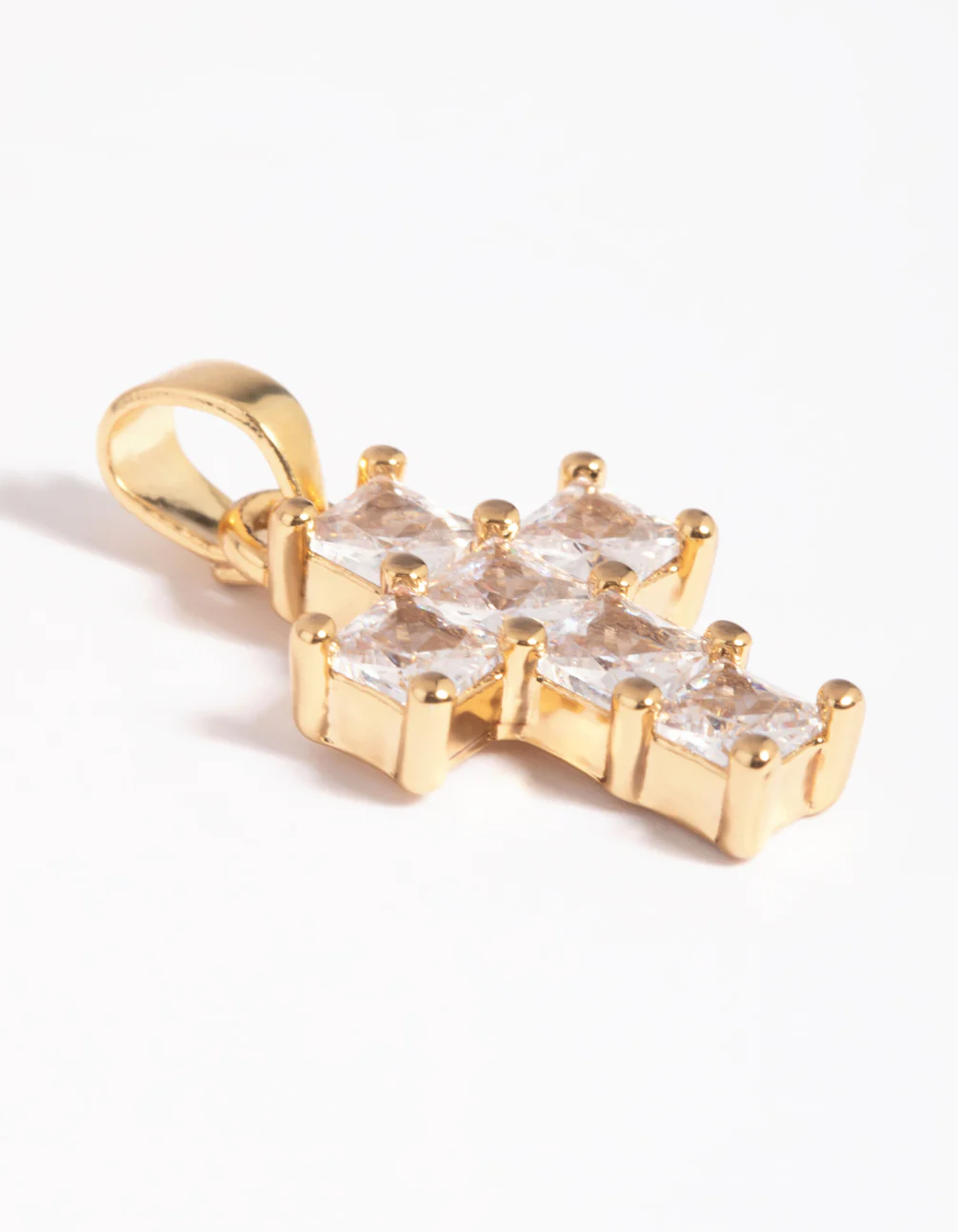 Gold Plated Cross Charm with Cubic Zirconia - Image 2