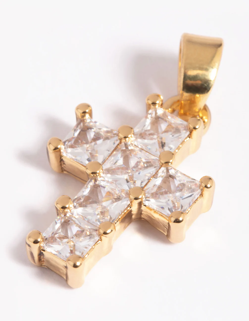 Gold Plated Cross Charm with Cubic Zirconia - Image 3