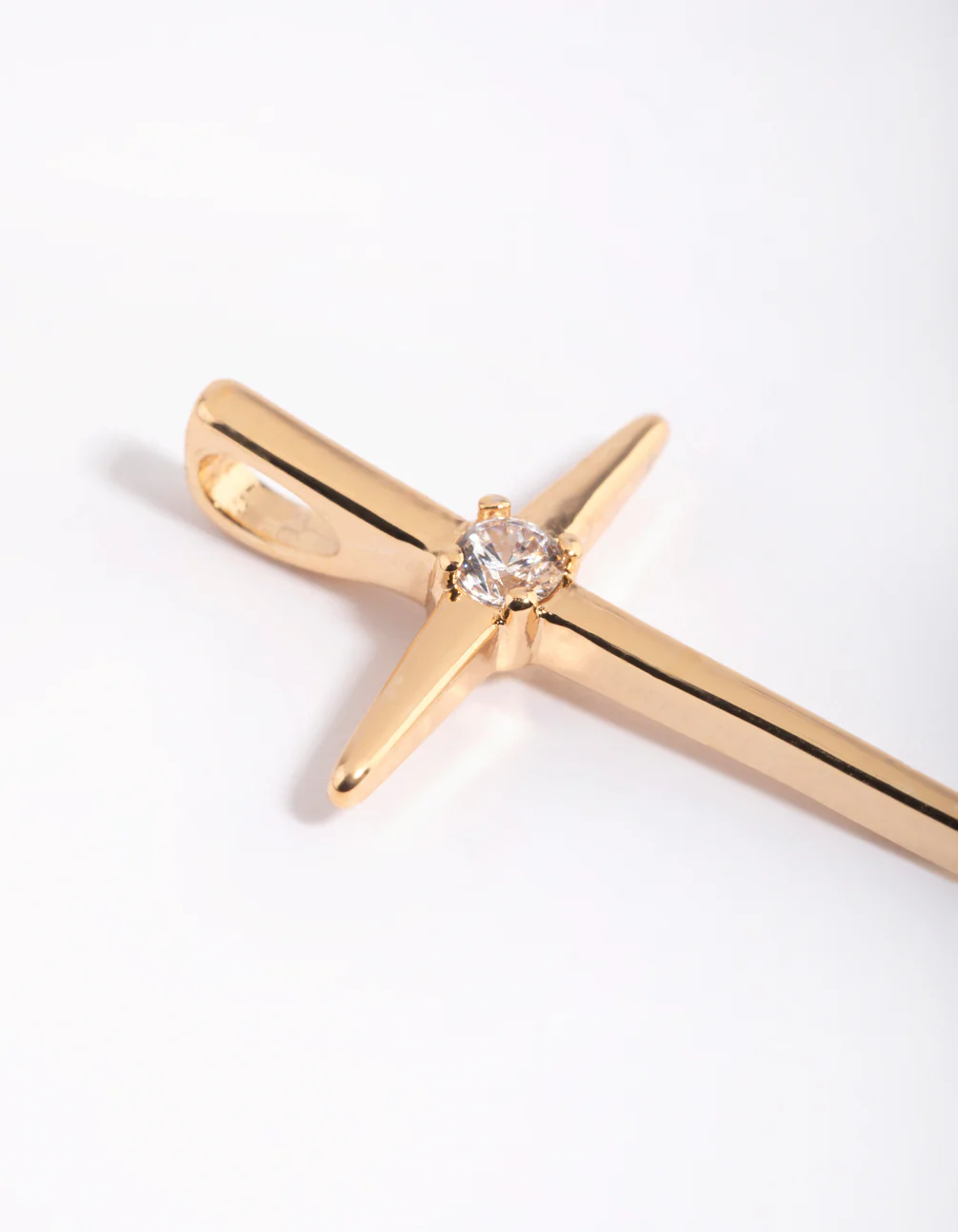 Gold Plated Cross Charm with Cubic Zirconia - Image 2
