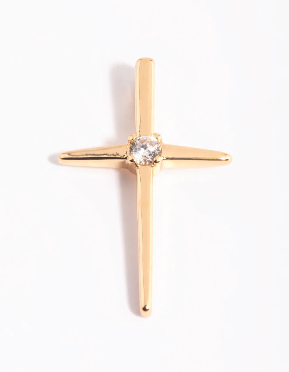 Gold Plated Cross Charm with Cubic Zirconia - Image 3