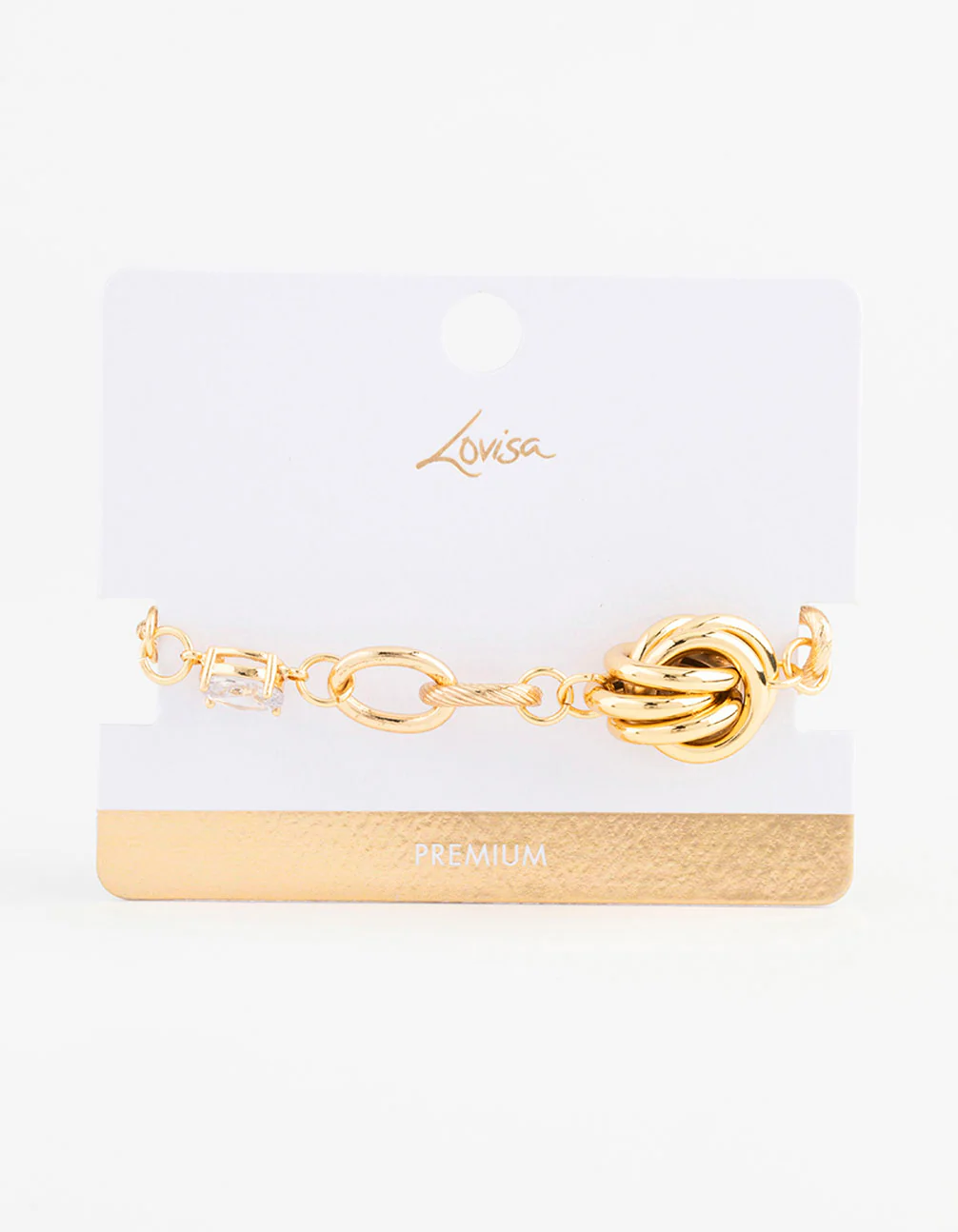 Gold Plated Cubic Zirconia Knotted Chain Bracelet - Image 3