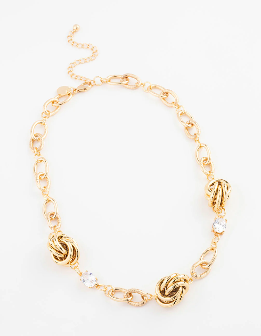 Gold Plated Cubic Zirconia Knotted Pendant Necklace - Image 2