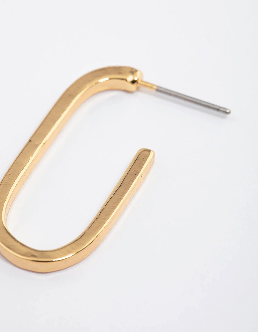 Gold Plated Cubic Zirconia Long Oval Hoop Earrings - Image 3