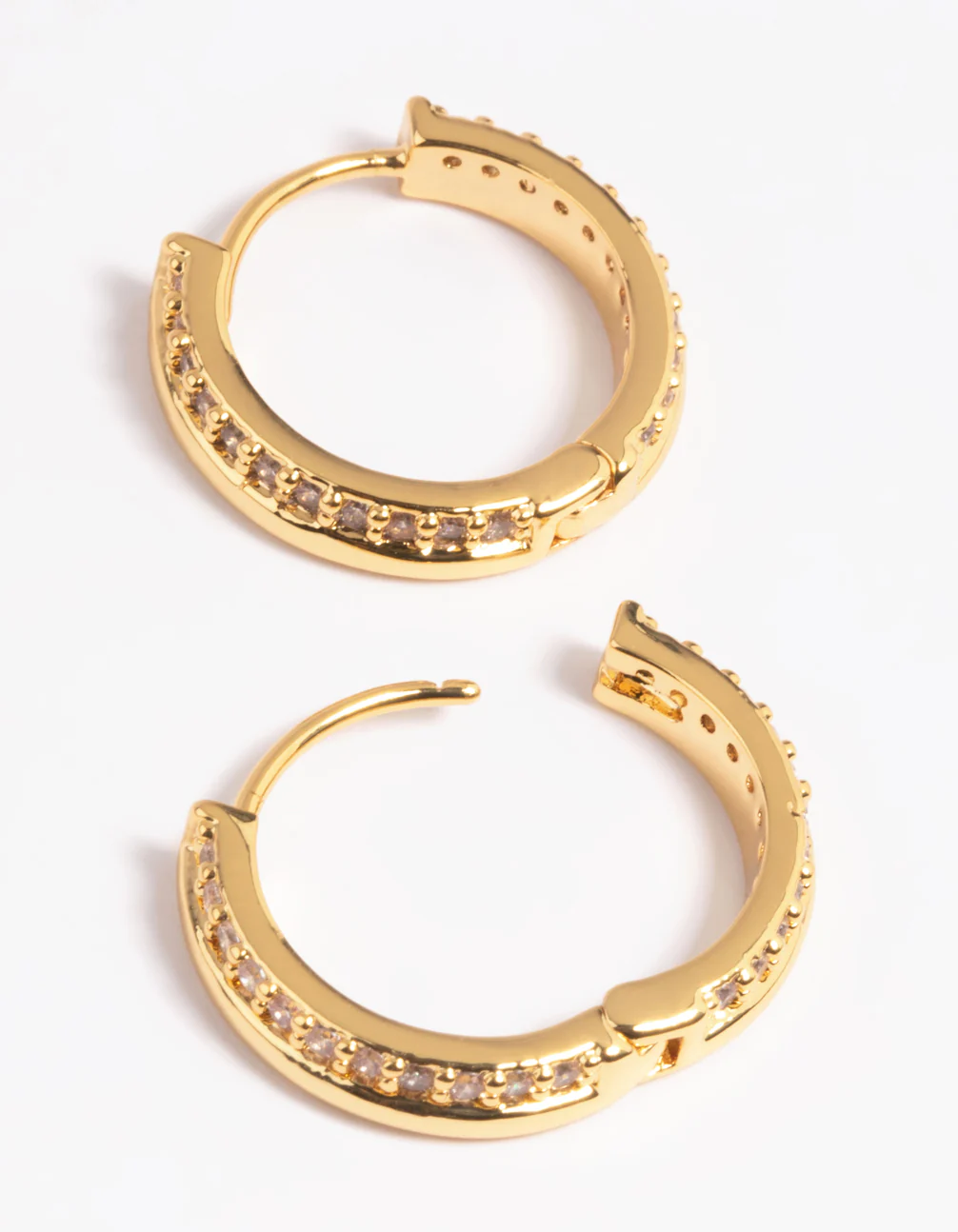 Gold Plated Cubic Zirconia Huggie Hoop Earrings - Image 3