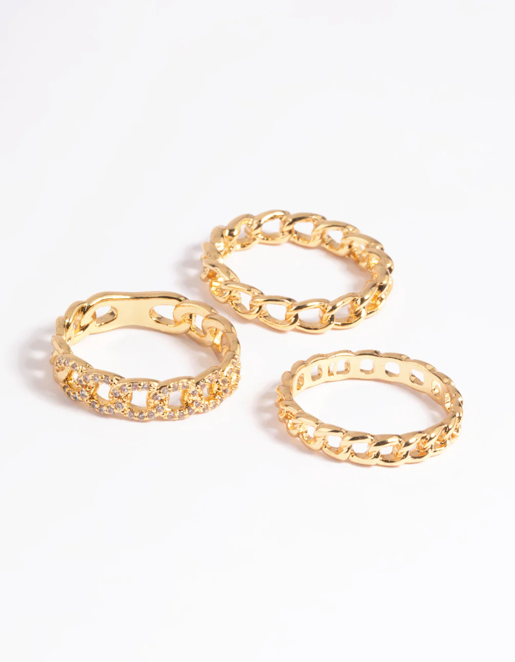 Gold Plated Cubic Zirconia Chain Ring Pack - Image 2