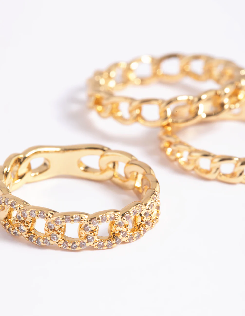 Gold Plated Cubic Zirconia Chain Ring Pack - Image 3