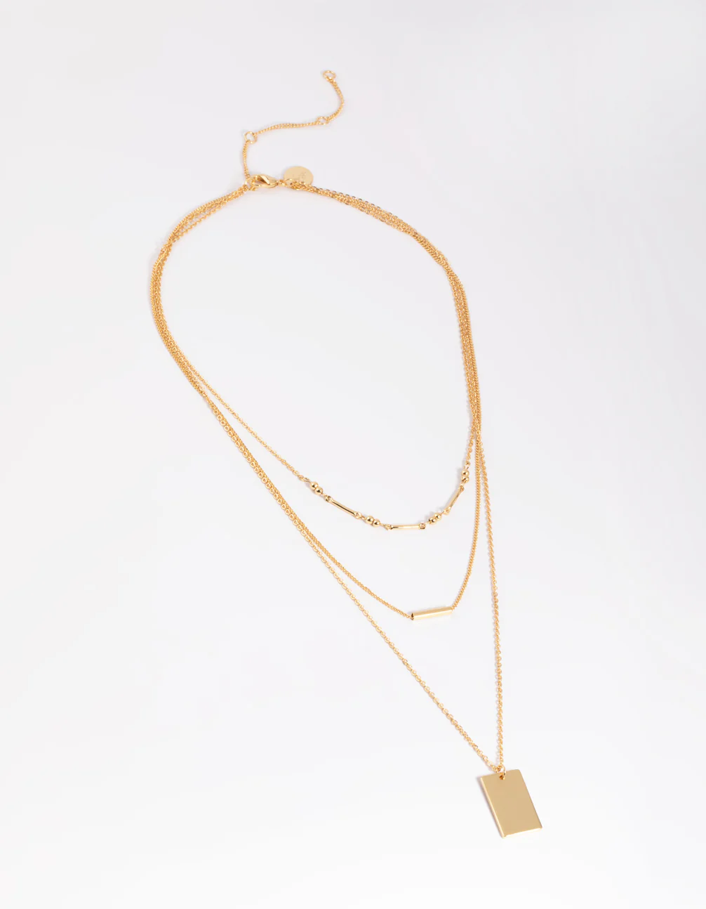 Gold Plated Rectangular Layered Necklace - Image 3