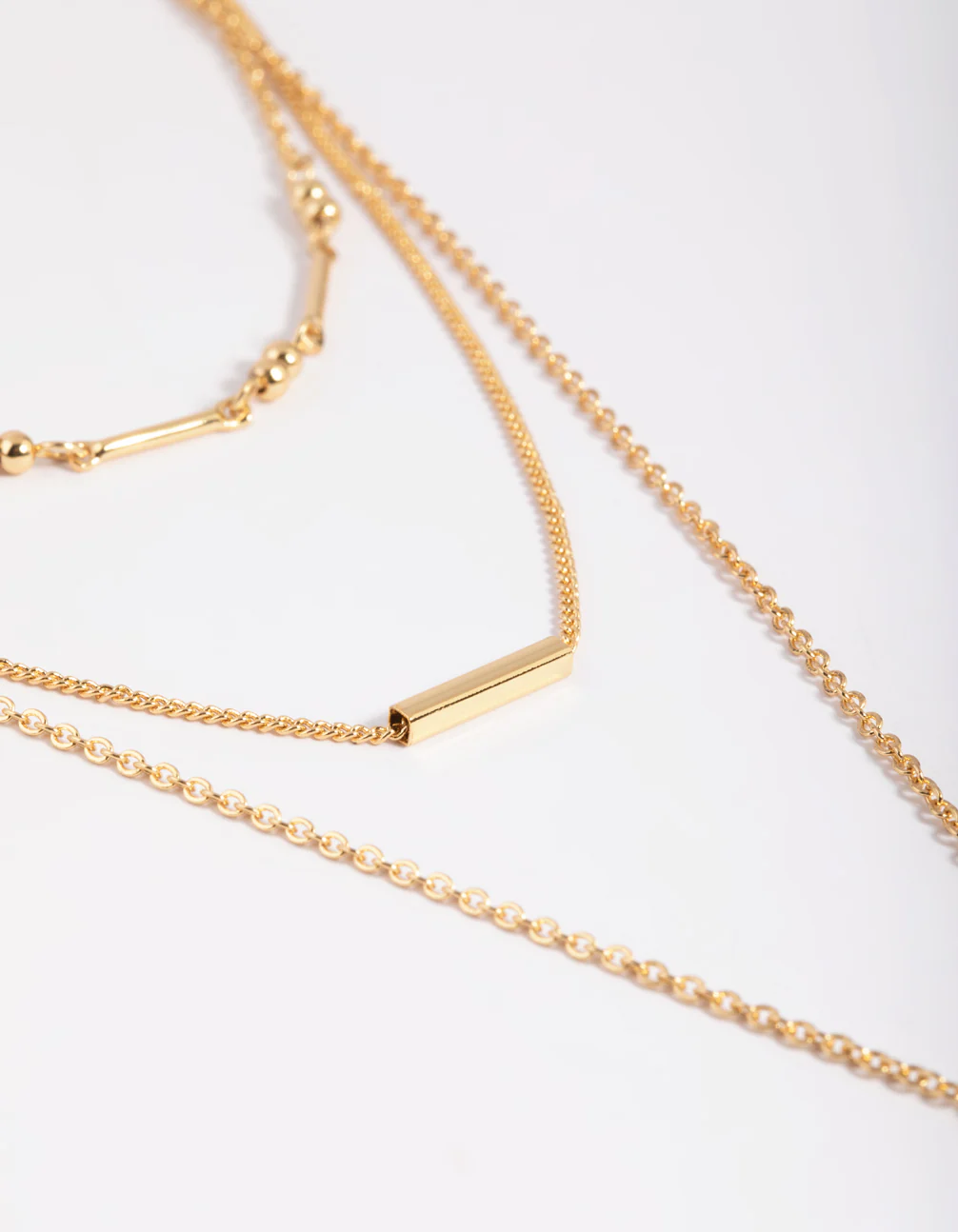 Gold Plated Rectangular Layered Necklace - Image 4