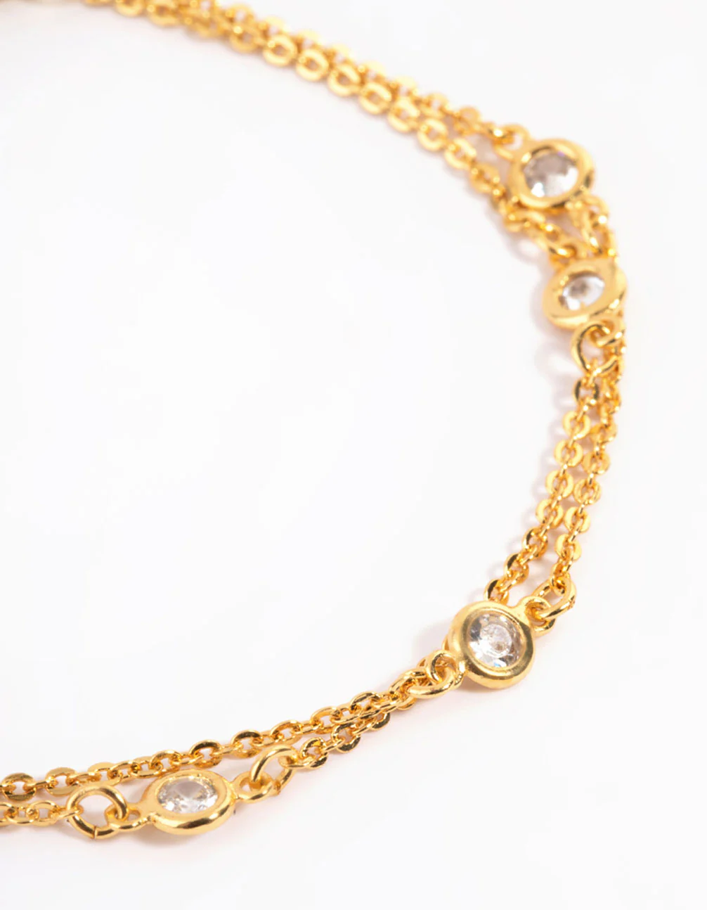 Gold Double Row Crystal Bracelet - Image 2