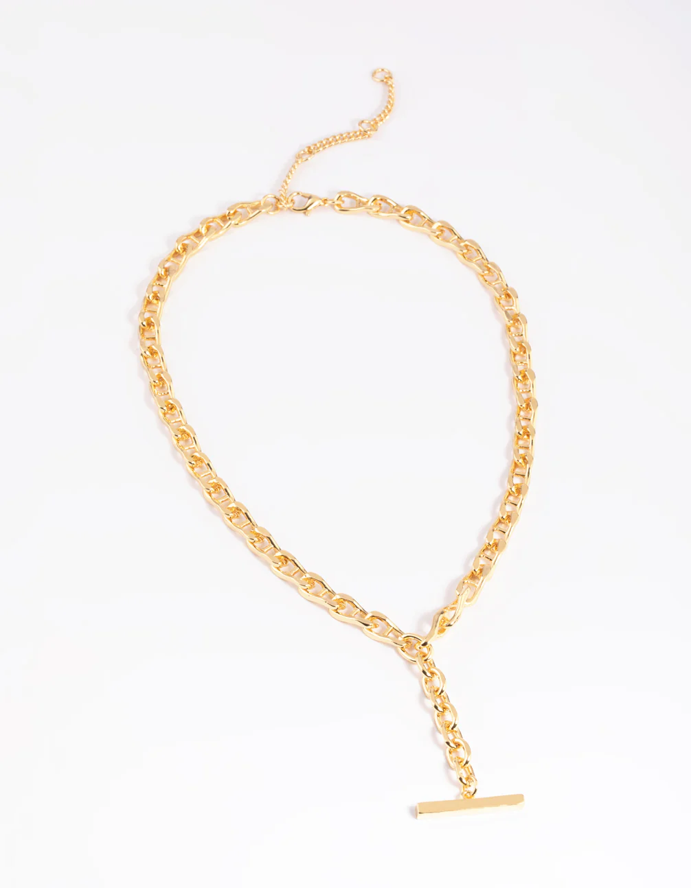 Gold Plated Detailed Chain Bar Necklace - Image 2