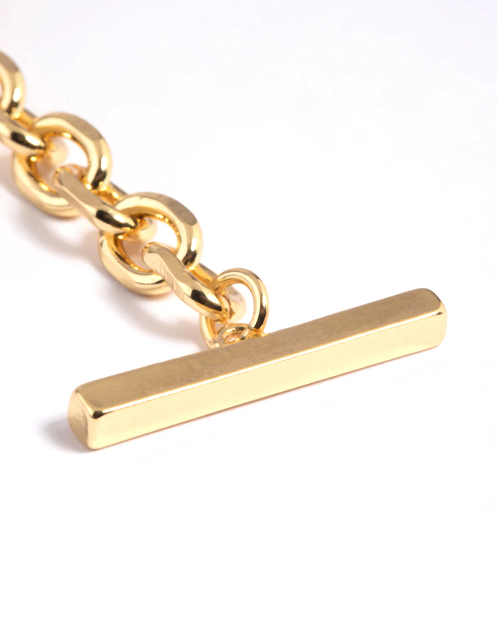 Gold Plated Detailed Chain Bar Necklace - Image 3