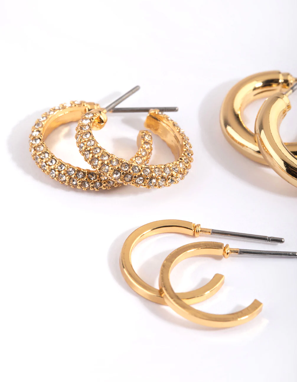 Gold Plated Diamante Hoop Earring Pack - Image 2