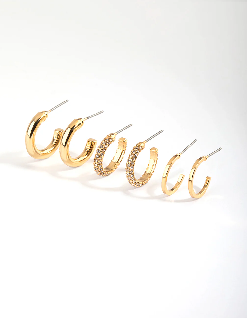 Gold Plated Diamante Hoop Earring Pack - Image 3
