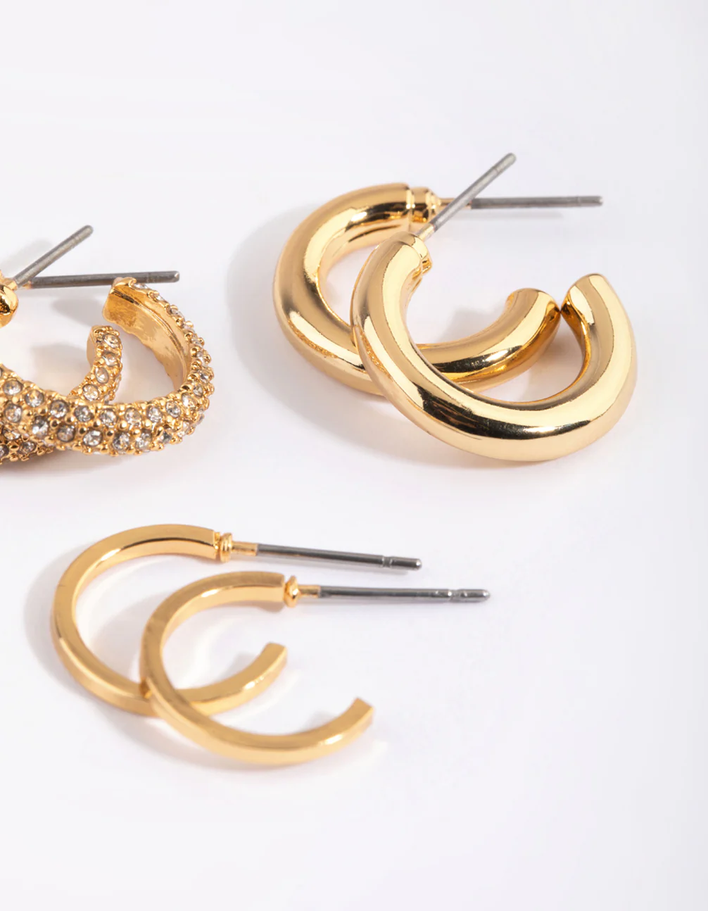 Gold Plated Diamante Hoop Earring Pack - Image 4