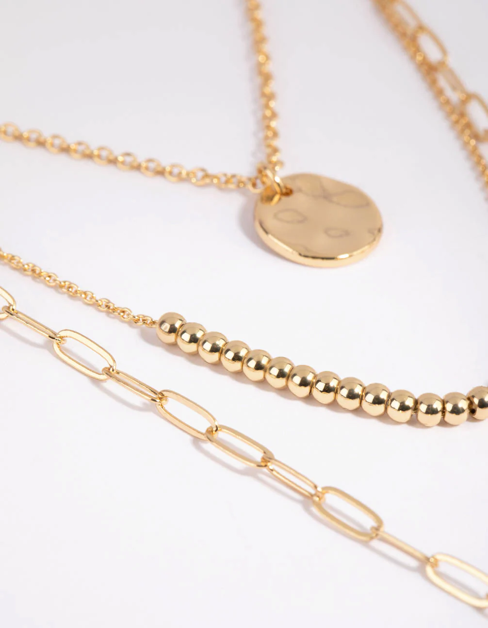 Gold Plated Disc & Ball Necklace Layered Necklace - Image 3