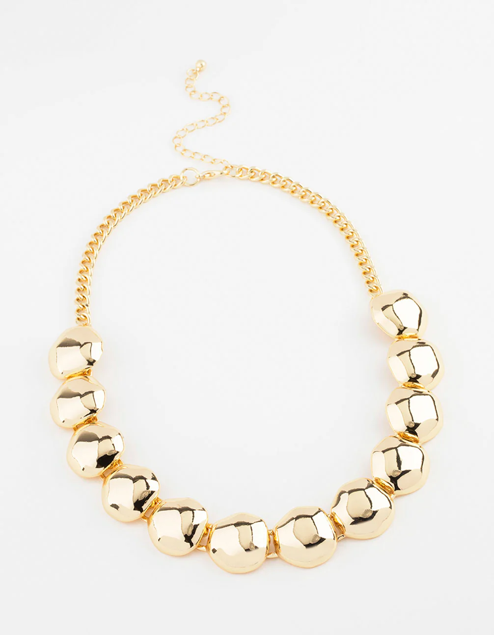 Gold Plated Dome Cup Chain Curb Pendant Necklace - Image 2