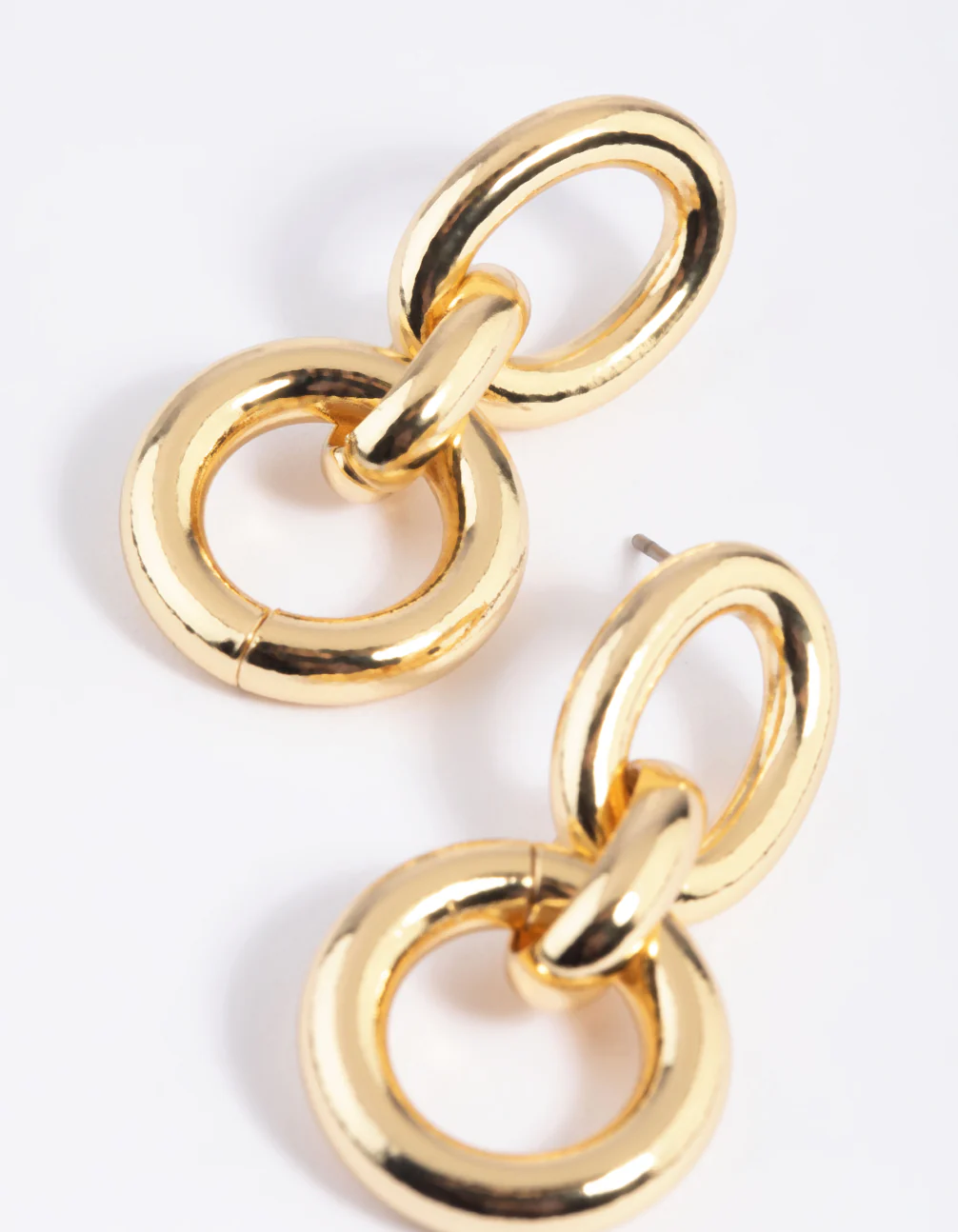 Gold Plated Link Drop Earrings - Image 2