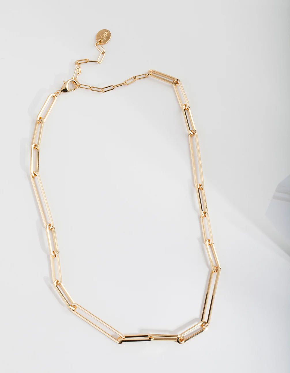 Gold Plated Fine Rectangle Link Necklace - Image 2