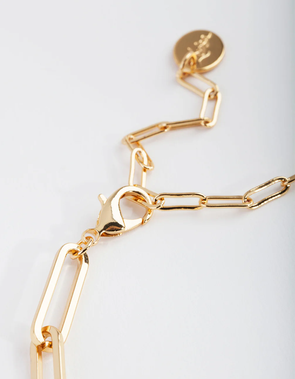 Gold Plated Fine Rectangle Link Necklace - Image 3