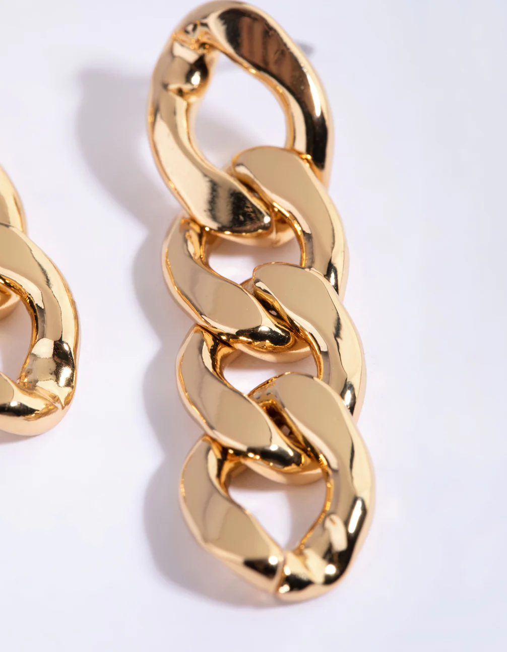 Gold Plated Flat Chain Drop Earrings - Image 3
