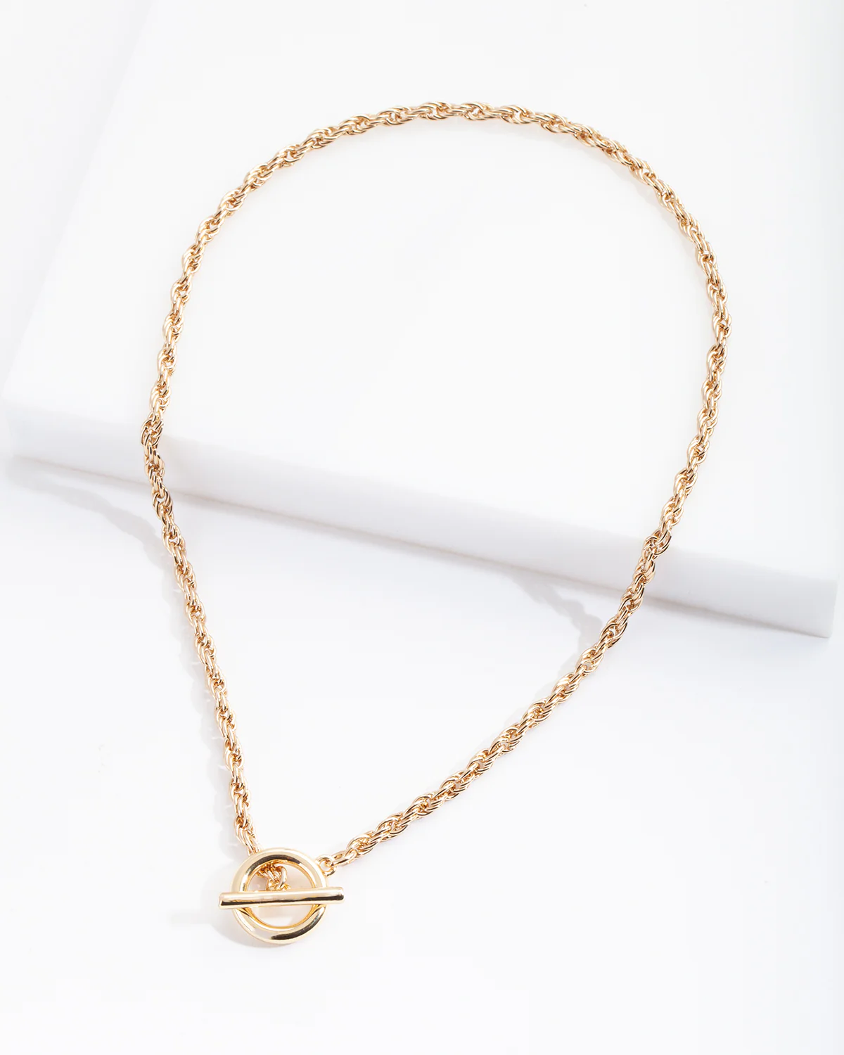 Gold Plated Rope Necklace with Front Clasp - Image 2