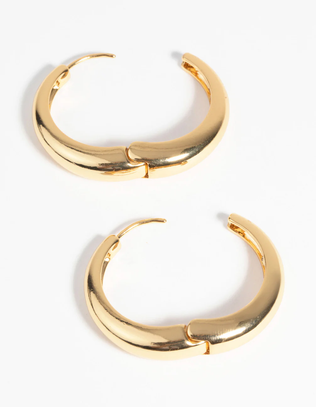 Gold Plated Medium Huggie Hoop Earrings - Image 2