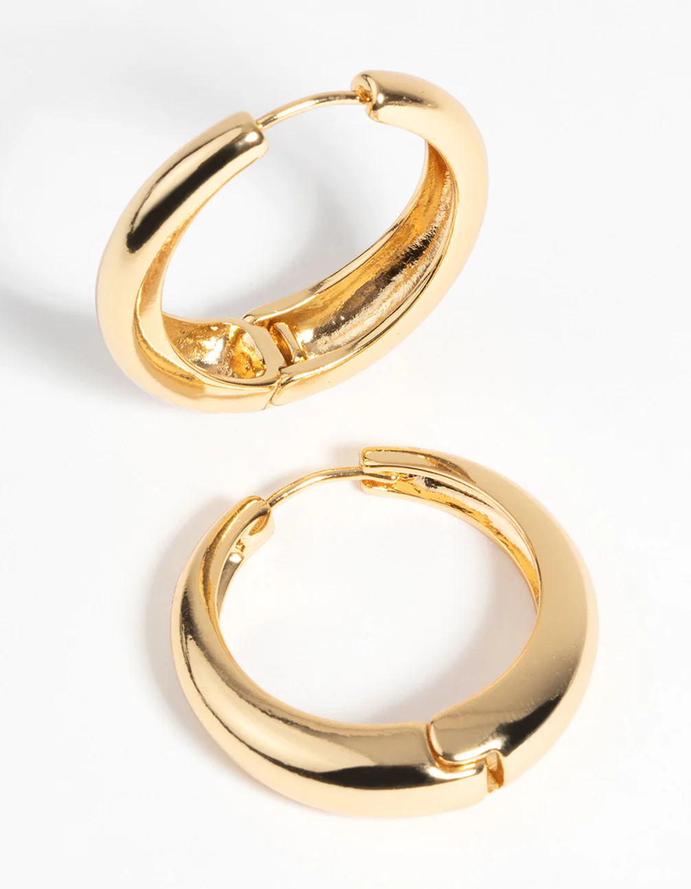 Gold Plated Medium Huggie Hoop Earrings - Image 3