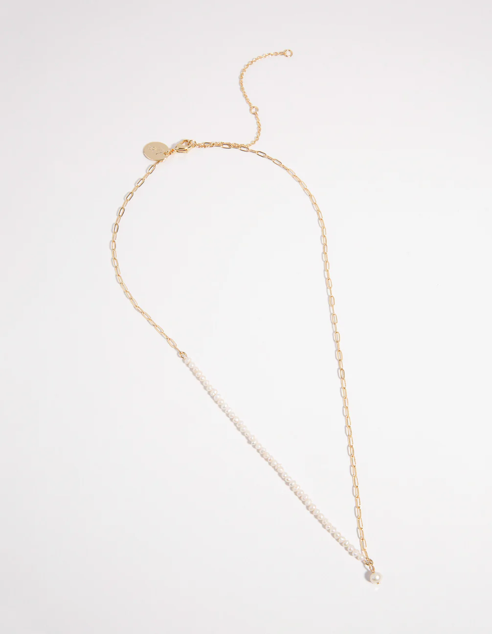 Gold Plated Half Pearl Necklace - Image 2