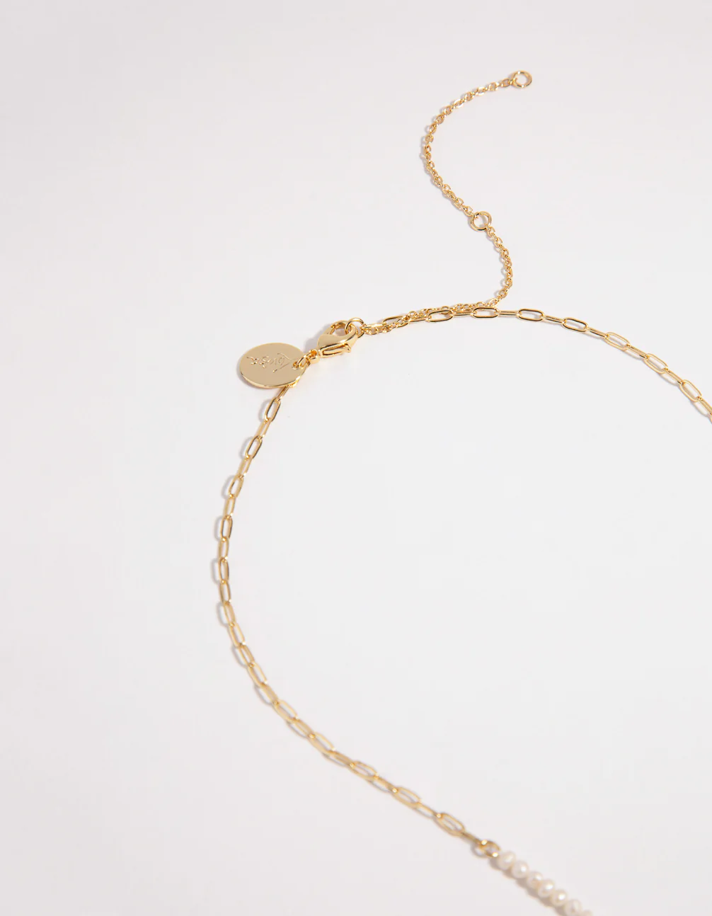 Gold Plated Half Pearl Necklace - Image 3