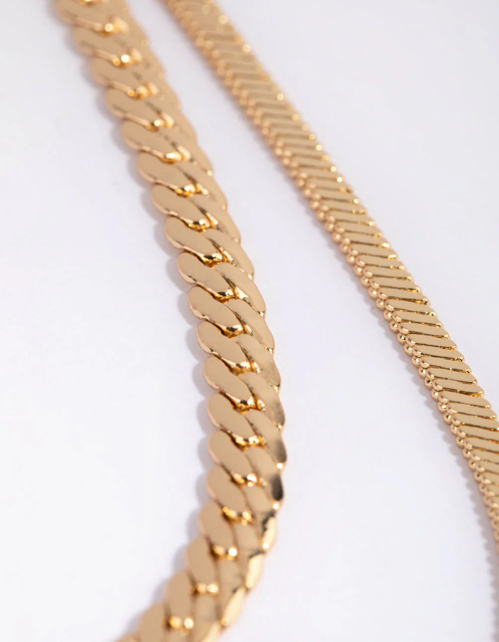 Gold Plated Herringbone & Snake Layered Necklace - Image 3