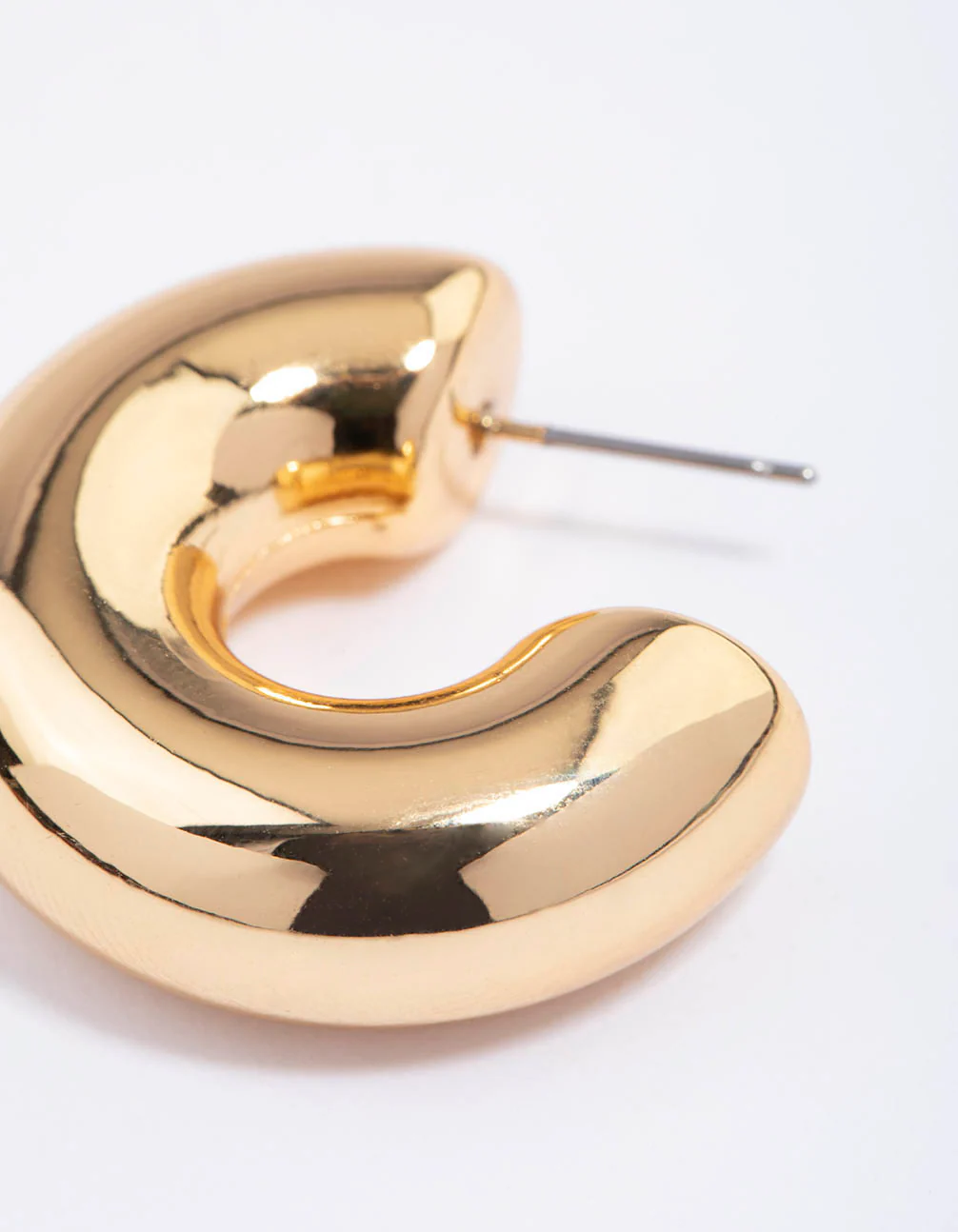 Gold Plated Inflated Classic Hoop Earrings - Image 3