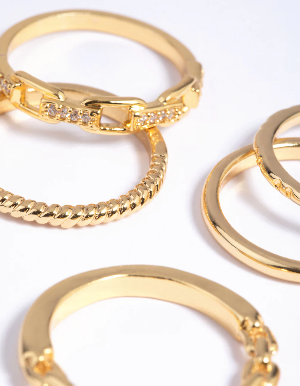 Gold Plated Stacking Rings with Diamantes - Image 2
