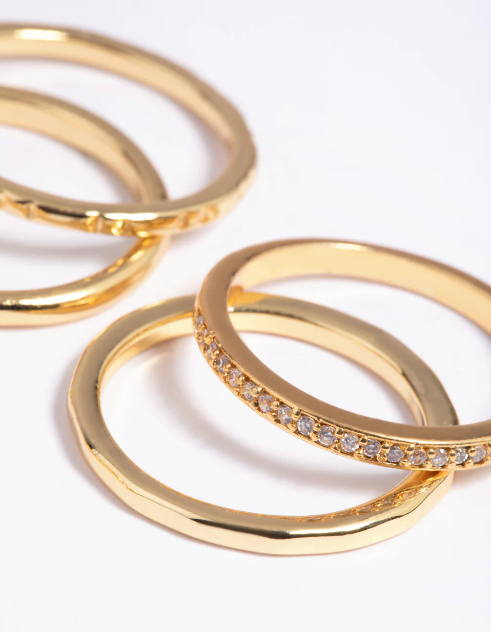 Gold Plated Stacking Rings with Diamantes - Image 3