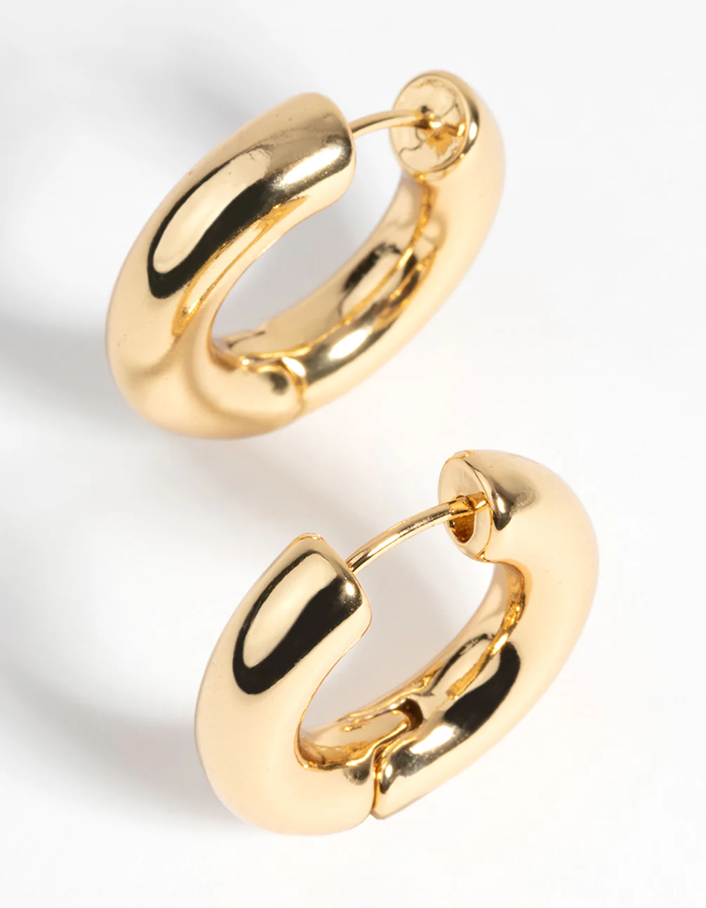 Gold Plated Round Huggie Hoop Earrings - Image 3
