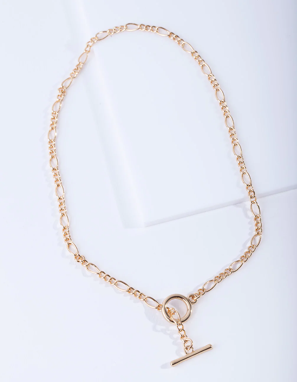 Gold Plated Figaro Chain T&O Short Necklace - Image 2