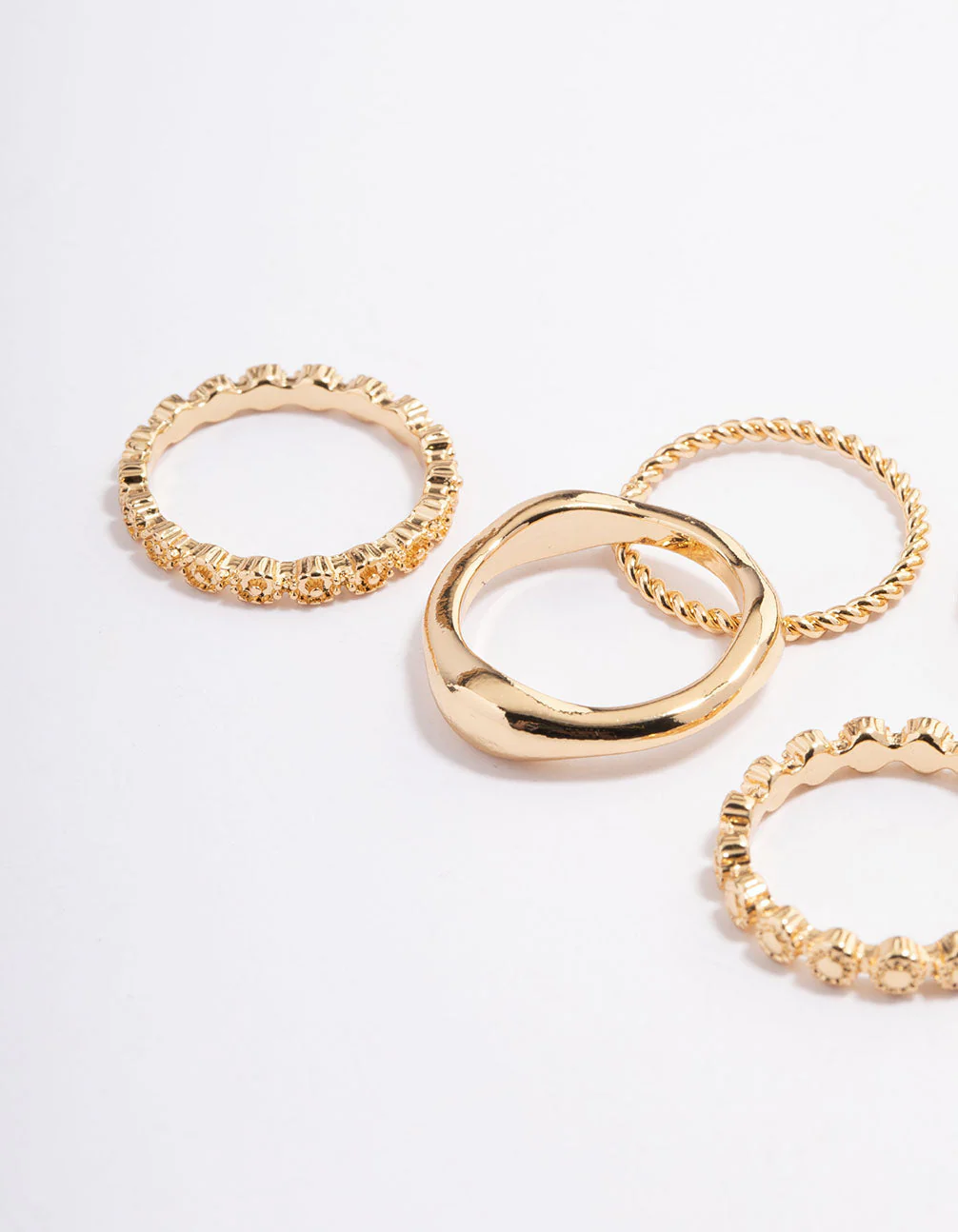 Gold Plated Molten Mixed Ring 5-Pack - Image 2