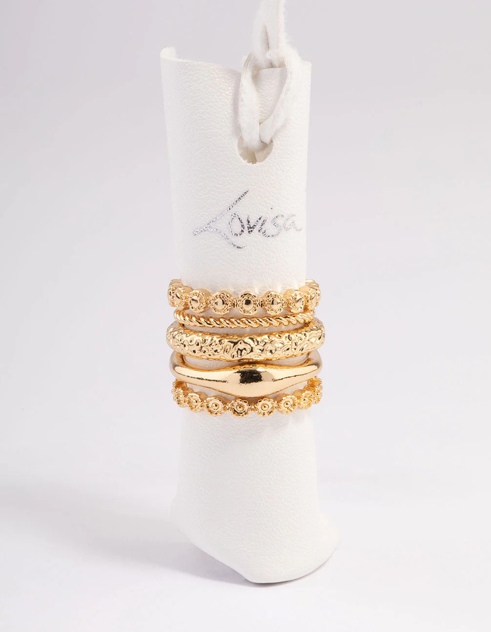 Gold Plated Molten Mixed Ring 5-Pack - Image 3