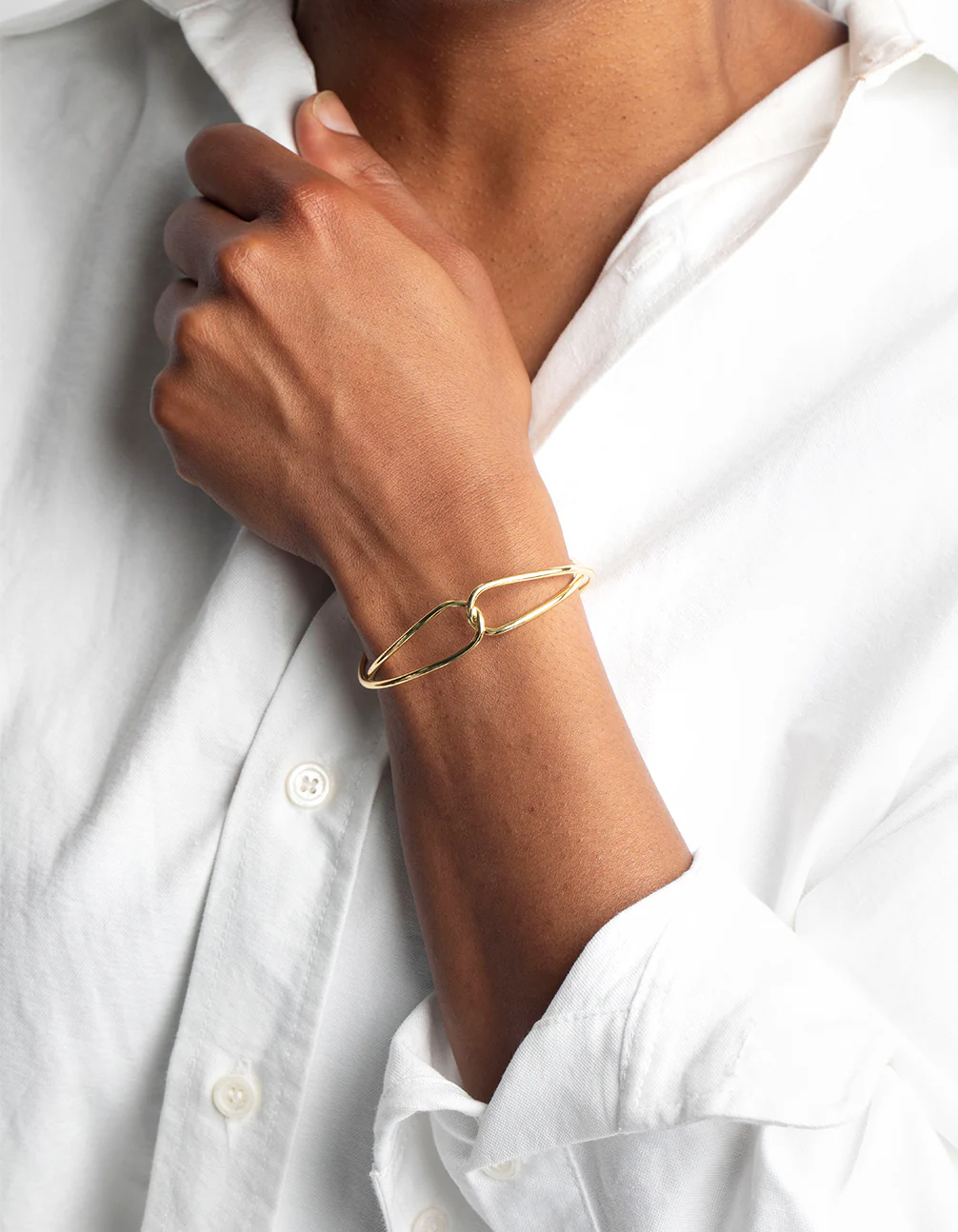 Gold Plated Knot Cuff Bracelet - Image 2
