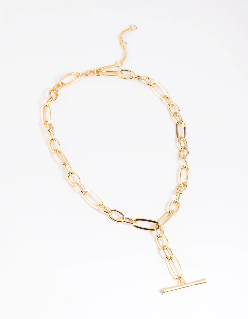 Gold Plated Oval Chain Bar Necklace - Image 2