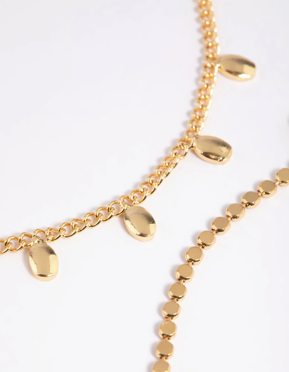 Gold Plated Oval Chain Anklet Set - Image 2
