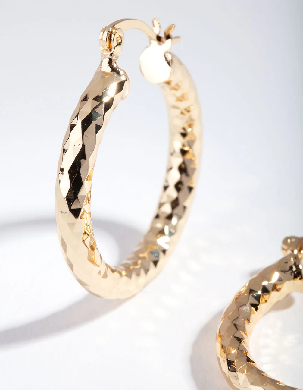 Gold Plated Patterned Hoop Earrings - Image 2