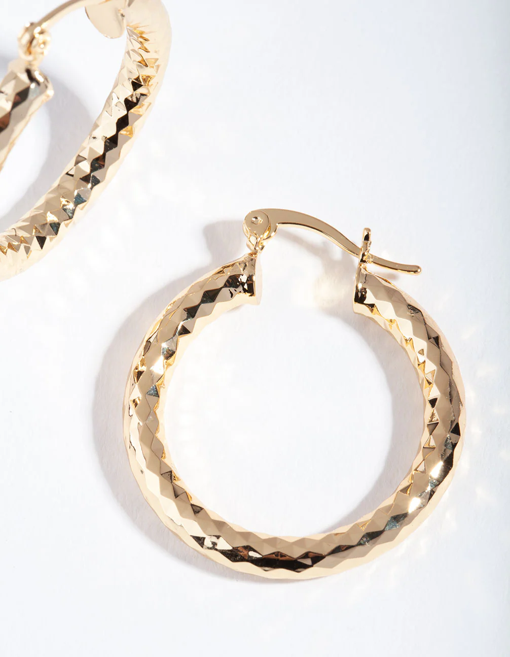 Gold Plated Patterned Hoop Earrings - Image 3