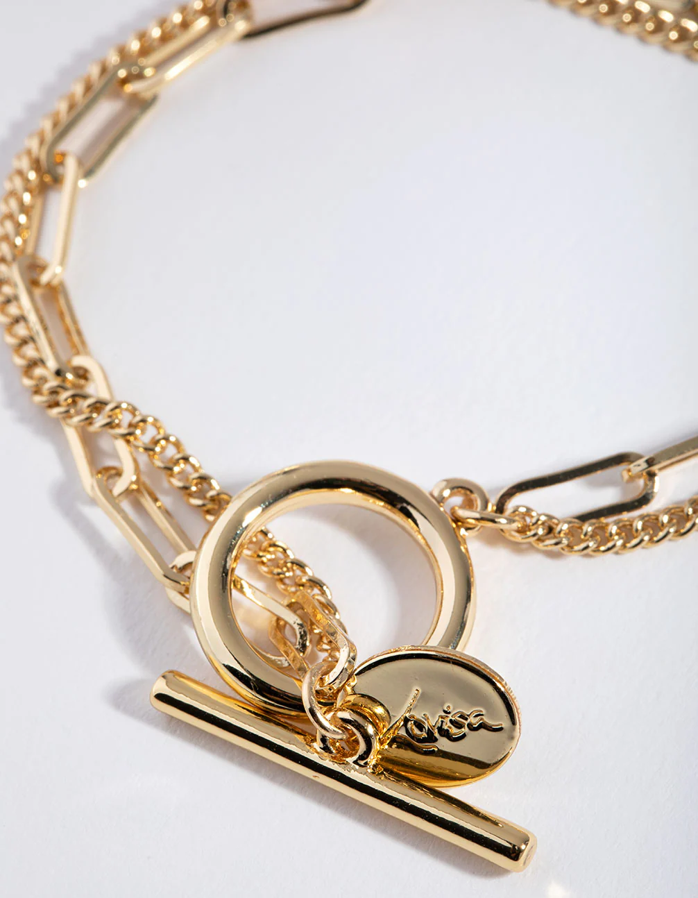 Gold Rectangle Link Bracelet - Image 2