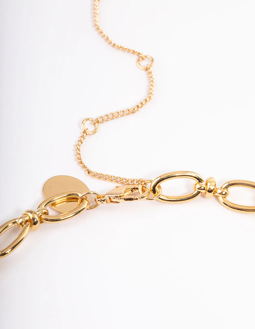 Gold Plated Rose Quartz Oval Link Chain Necklace - Image 3