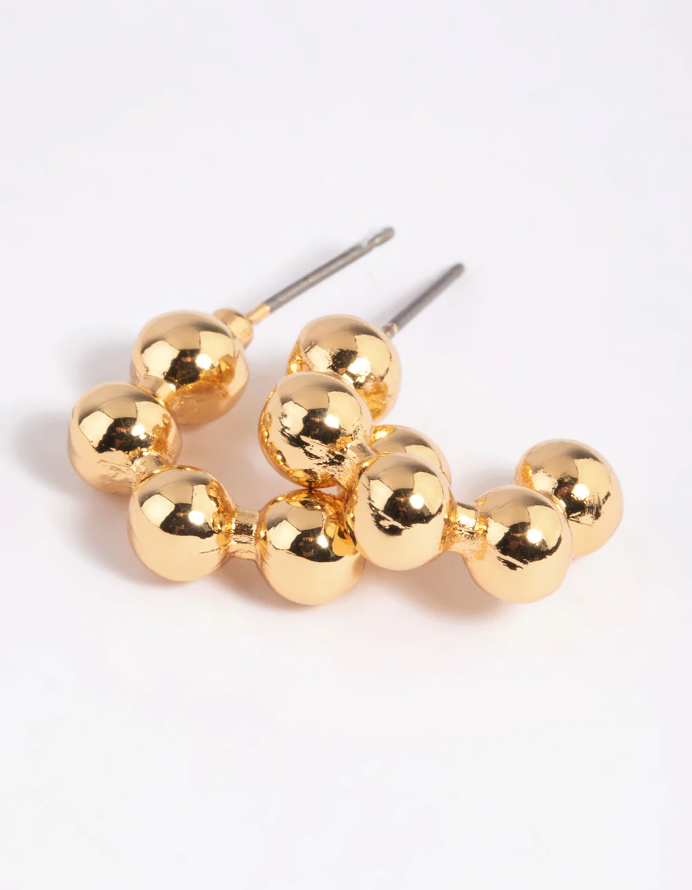 Gold Plated Ball Hoop Earrings - Image 3